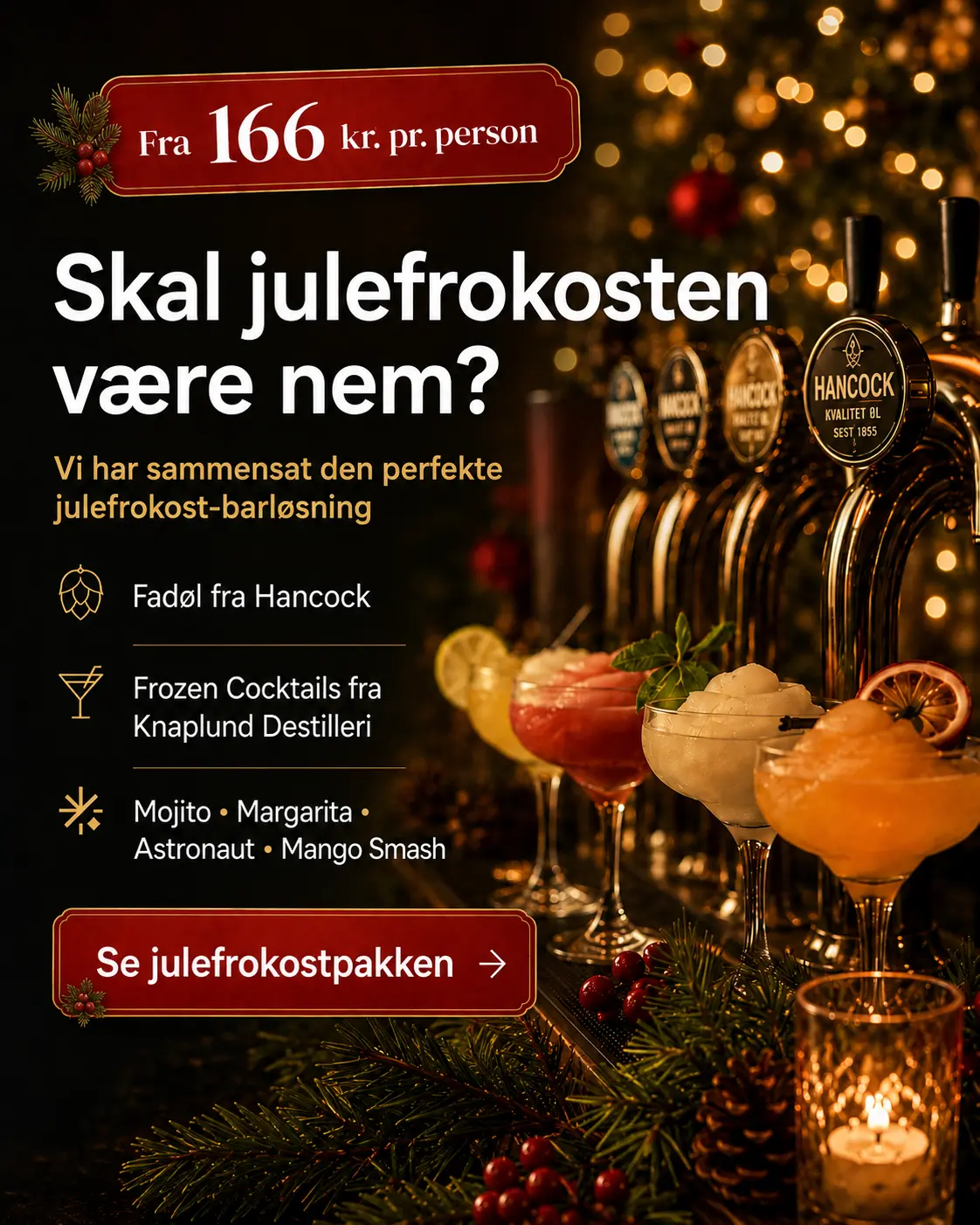 Julefrokostpakke med fadøl & frozen cocktails