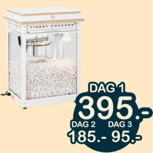 Lej popcornsmaskine hvid og guld
