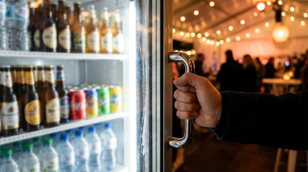 Ekstra køleskab til svendegilde når mange gæster serverer selv